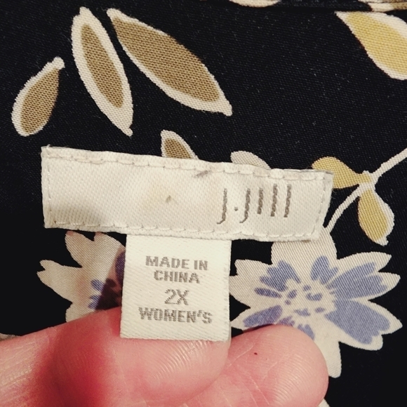 J. Jill Floral Button Front V-Neck Shirt 3/4 Sleeve Pastel Flower Print Rayon 2X - Picture 6 of 11